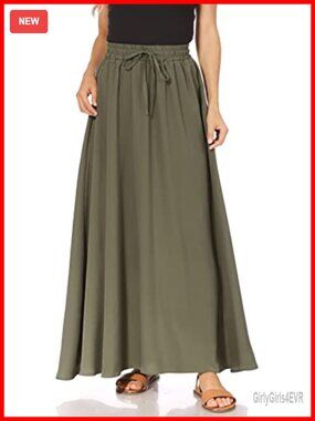 Women's Maxi Skirt Flowy A-Line High Waisted Elastic Waist Long Skirt